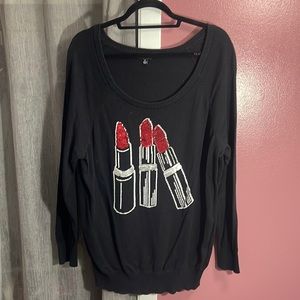 Torrid sweater with Graphic Lipstick detail. Size 2.